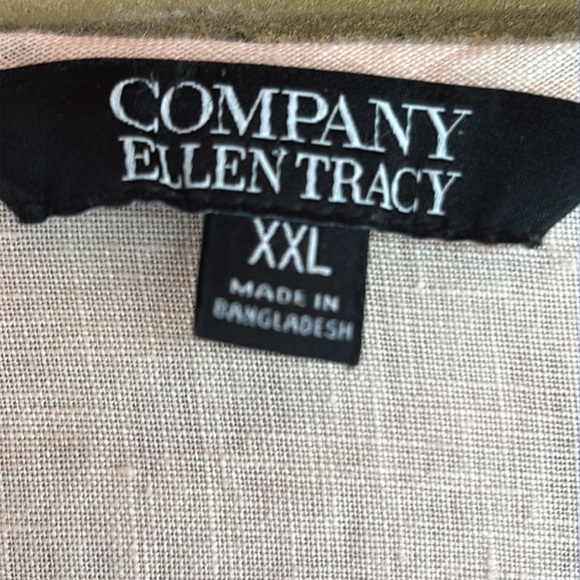 Ellen Tracy women’s 100% linen peach Cuffed Sleeve Tie Front Tunic XXL - Picture 6 of 9